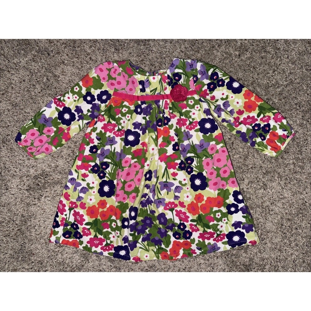Gymboree Floral Corduroy Dress Girls 3T‎ Long Sleeve Pink Green Purple